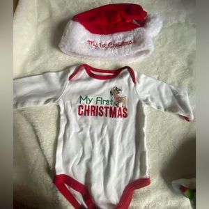 Carters first christmas outfit with hat. only worn one time.